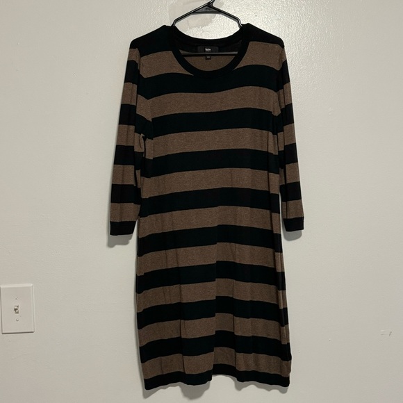 Black and Brown Striped Sweater Knit Dress 🧶 - Picture 2 of 15